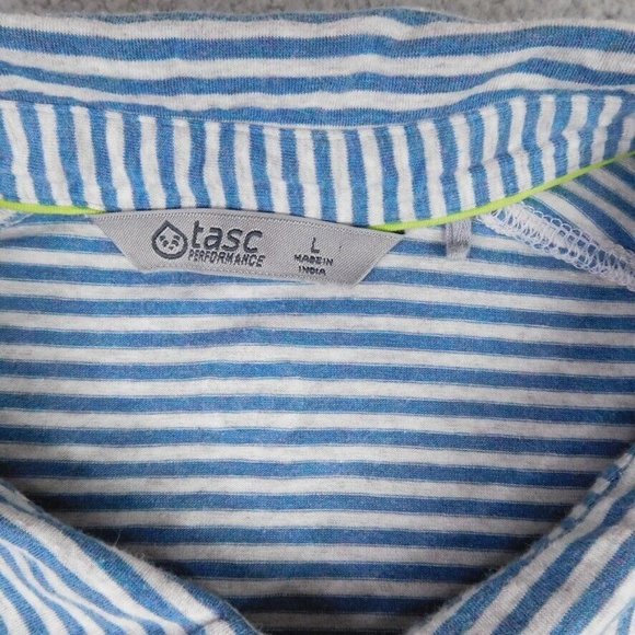 Tasc Polo Shirt Mens Large Gray Blue Stripe Organic Cotton Bamboo Casual Golf - Picture 7 of 12